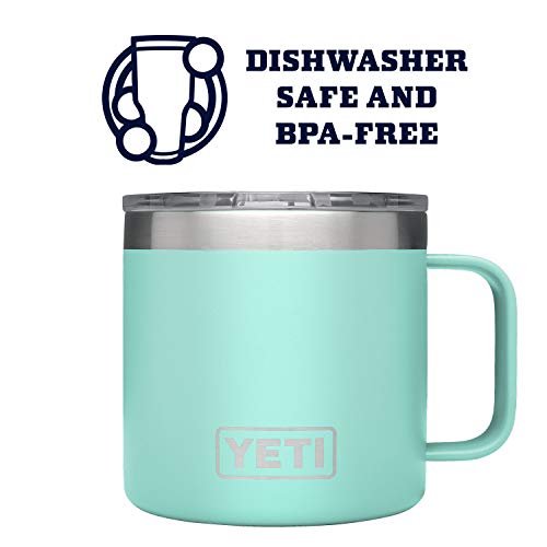 YETI Rambler 14 oz Mug, Vacuum Insulated, Stainless Steel with MagSlider Lid, Seafoam