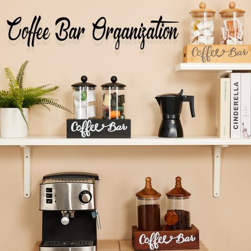 Yangbaga55OZ Glass Coffee Canister for Ground Coffee,2Pcs Coffee Containers with Handle Shelf Coffee Station Coffee Bar Accessories Organizer Decor,Food Storage Jar with Iron Coffee Scoop for Kitchen