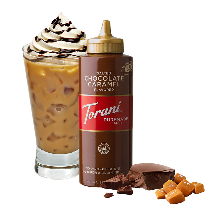 Torani Puremade Sauce, Salted Chocolate Caramel, 16.5 Ounces (Pack of 4 - Packaging May Vary)