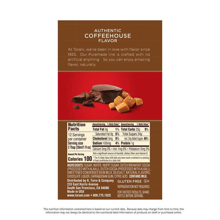 Torani Puremade Sauce, Salted Chocolate Caramel, 16.5 Ounces (Pack of 4 - Packaging May Vary)
