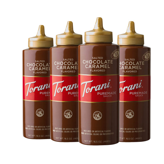 Torani Puremade Sauce, Salted Chocolate Caramel, 16.5 Ounces (Pack of 4 - Packaging May Vary)